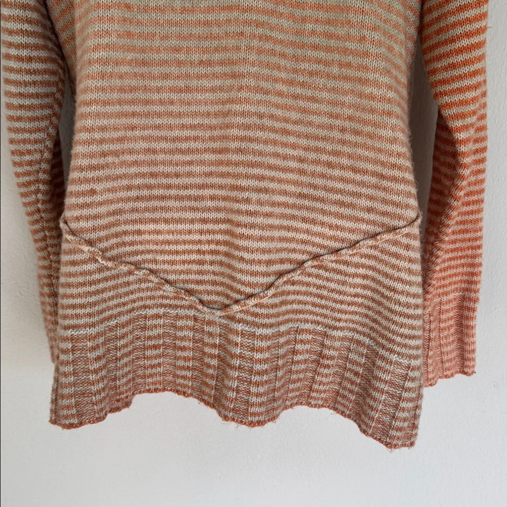 CAbi orange gray stripe oversized cotton turtleneck sweater size small